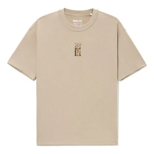 Li-Ning BADFIVE limited Series Cartoon Pattern Loose Round Neck Short Sleeve 'Tan' AHSS037-3 - 1