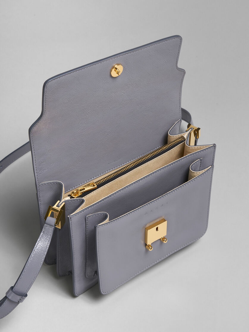 TRUNK SOFT MEDIUM BAG IN GREY LEATHER - 4