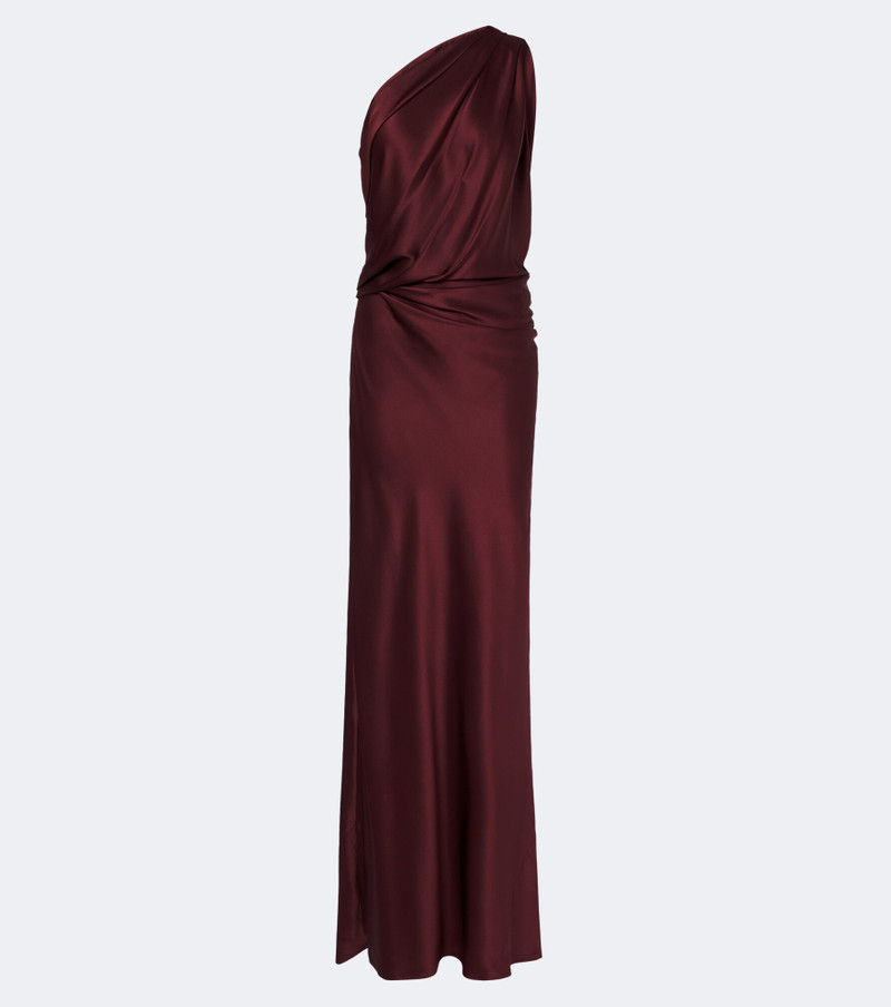 Draped one-shoulder silk satin gown 1