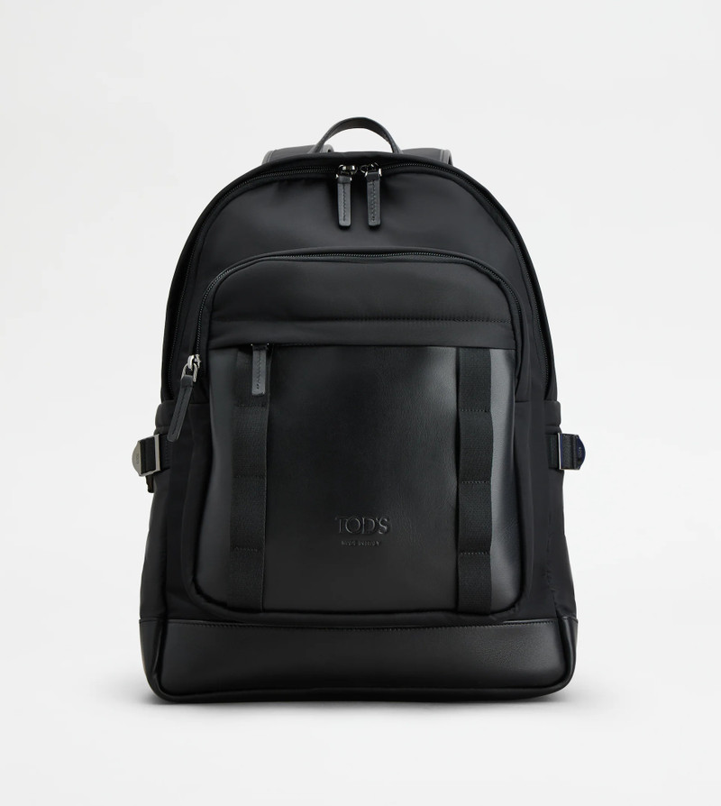 BACKPACK IN FABRIC AND LEATHER MEDIUM - BLACK 1