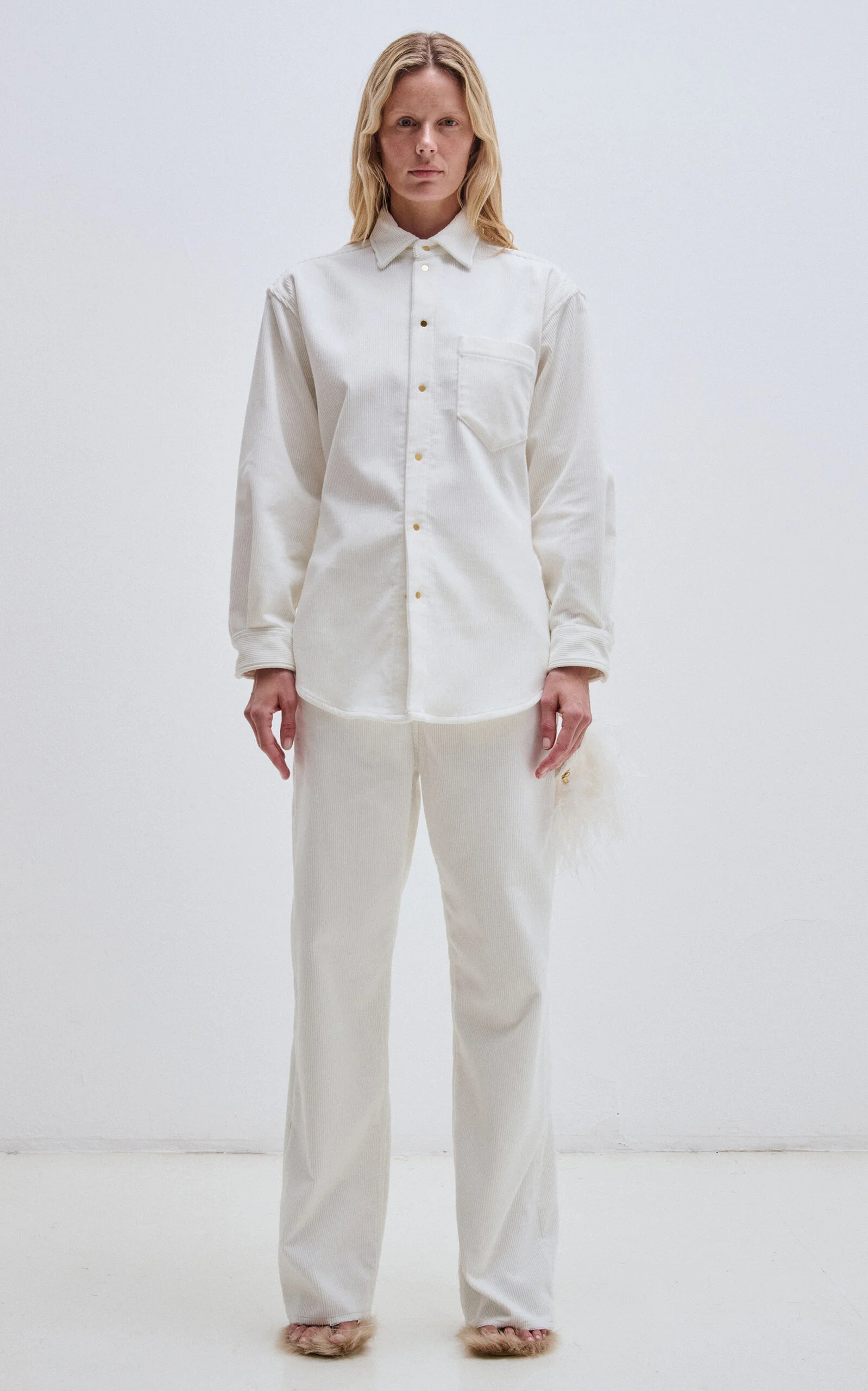 Anne Cotton Corduroy Tailored Shirt white - 1