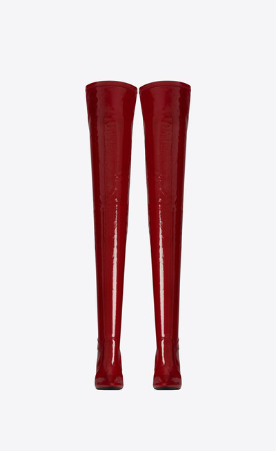 SAINT LAURENT aylah over-the-knee boots in patent stretch canvas outlook