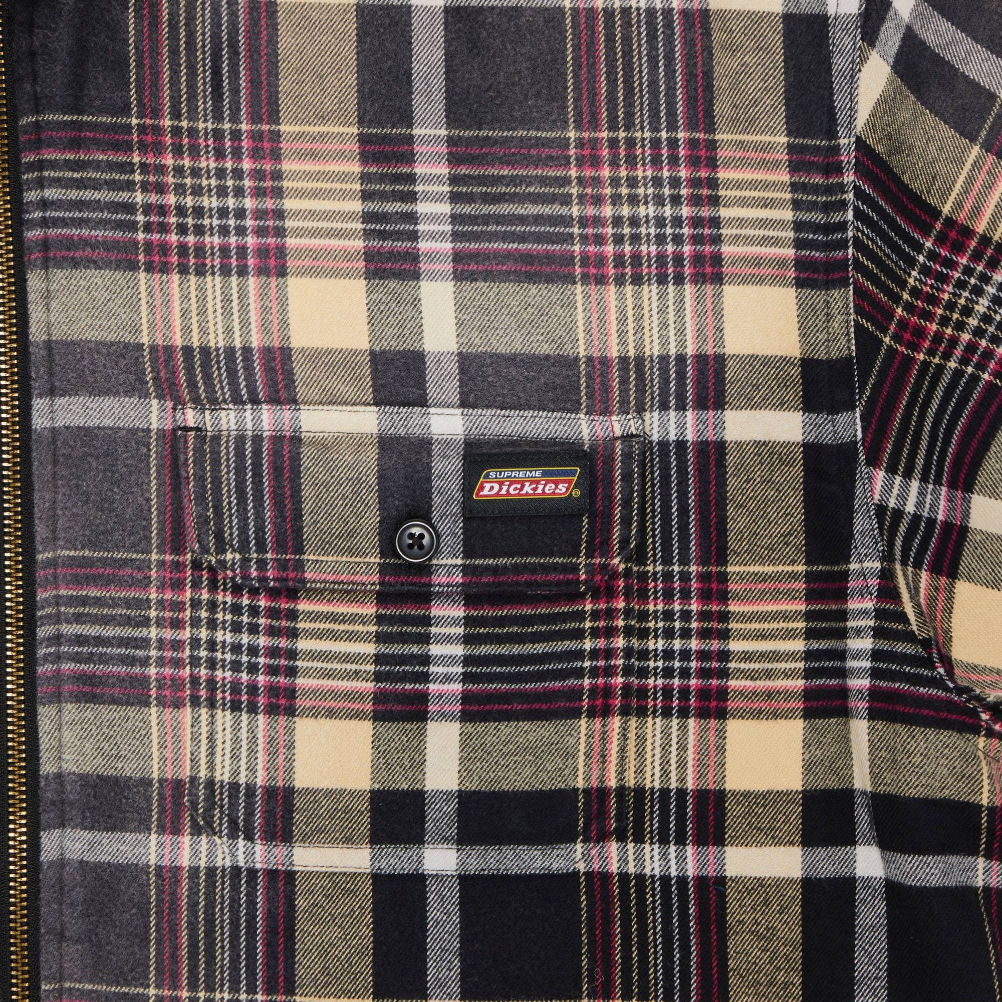 Supreme x Dickies Plaid Hooded Zip Up Shirt 'Black'