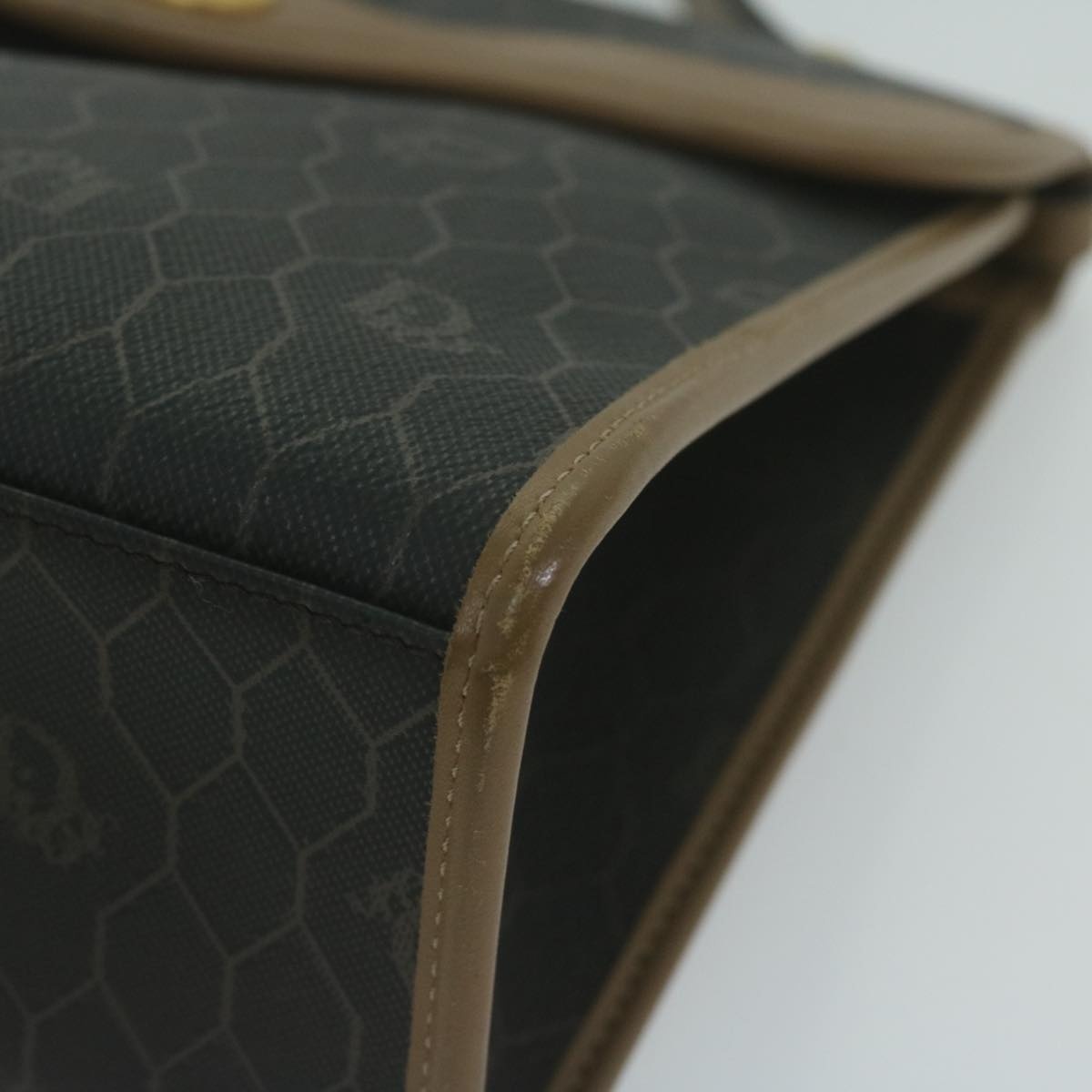 DIOR Honeycomb Canvas Hand Bag Leather Black - 8