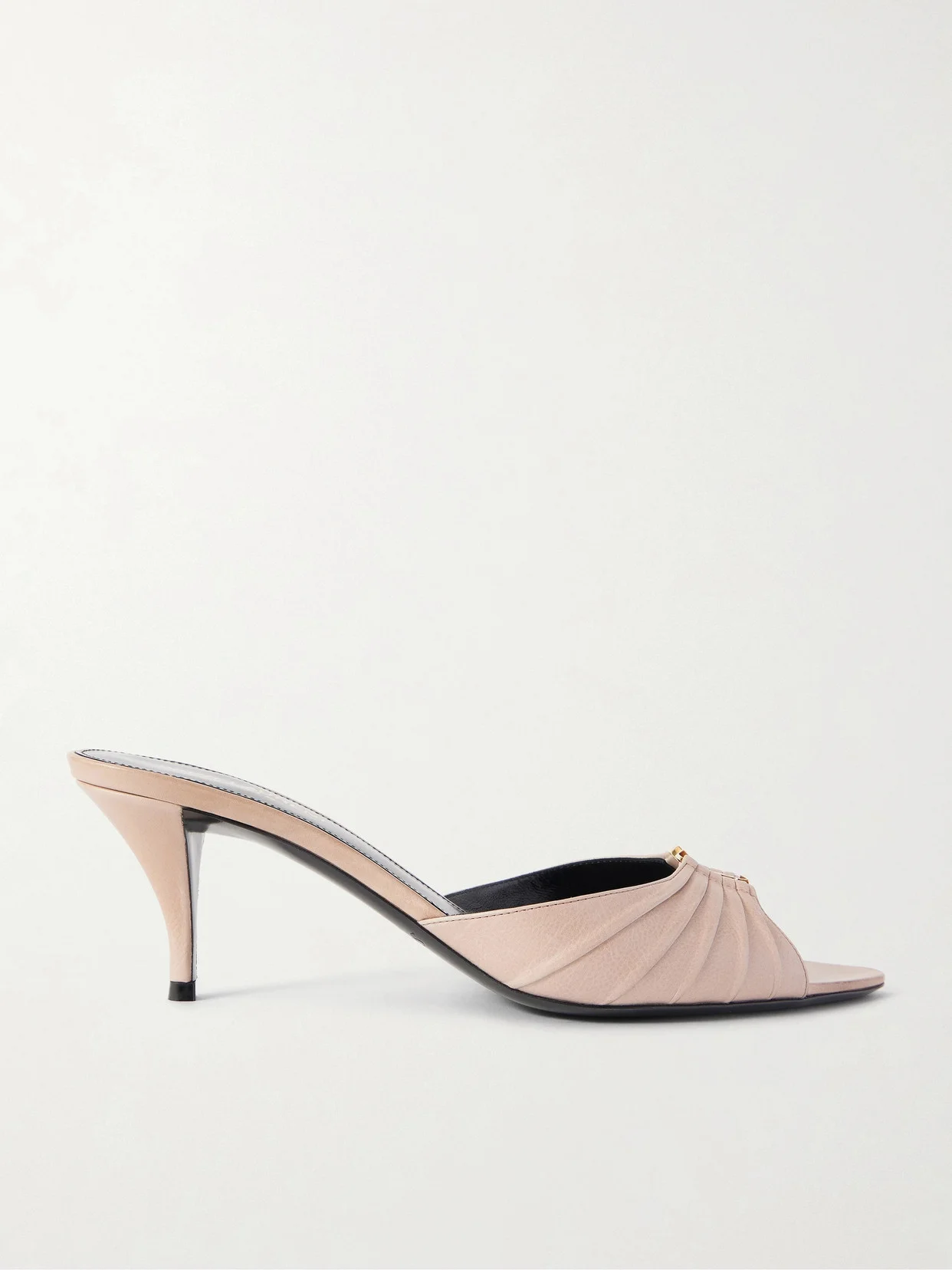Babylone Embellished Gathered Leather Mules - 1