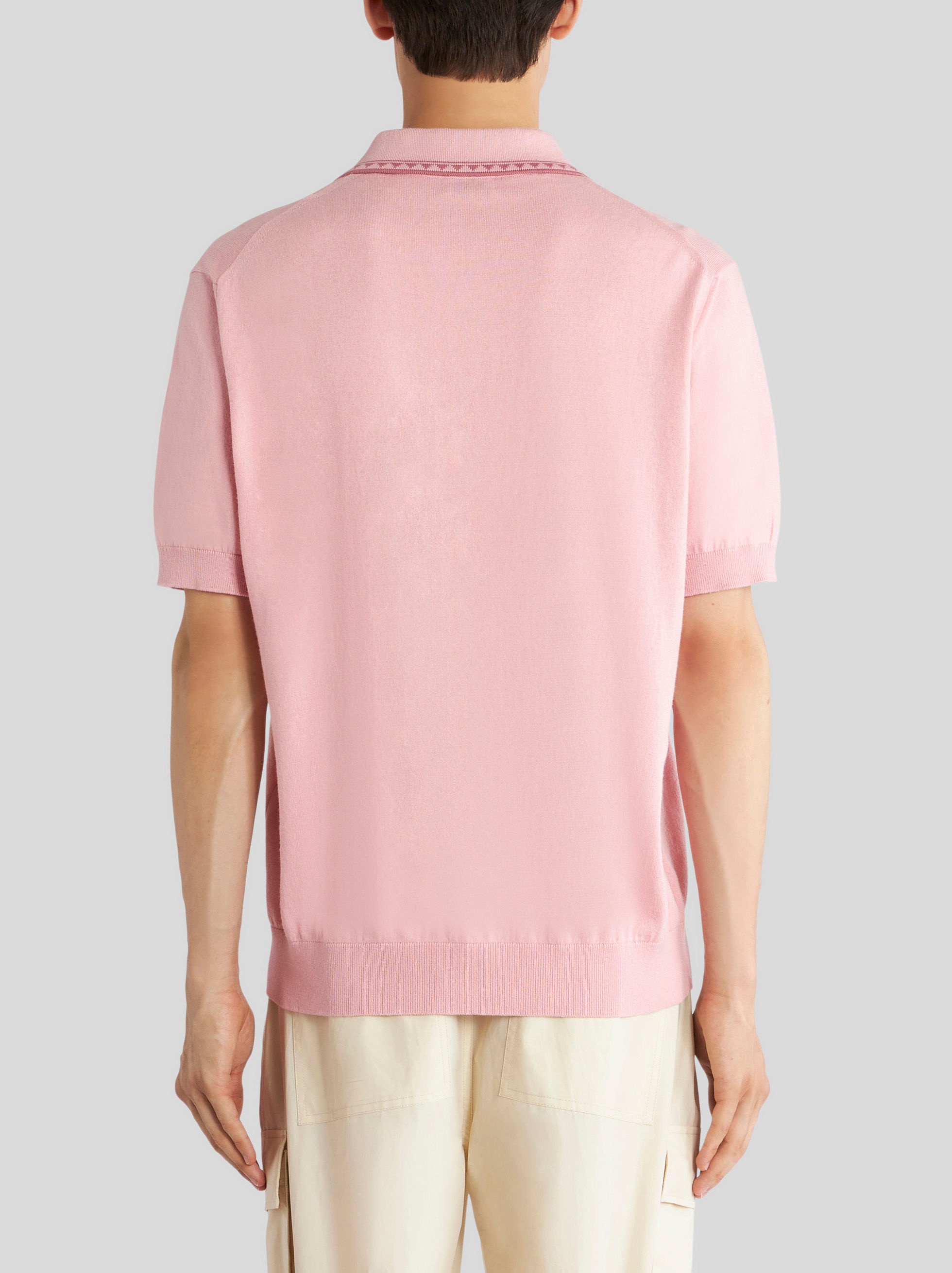 JERSEY POLO SHIRT WITH DECORATIVE GRECA - 5
