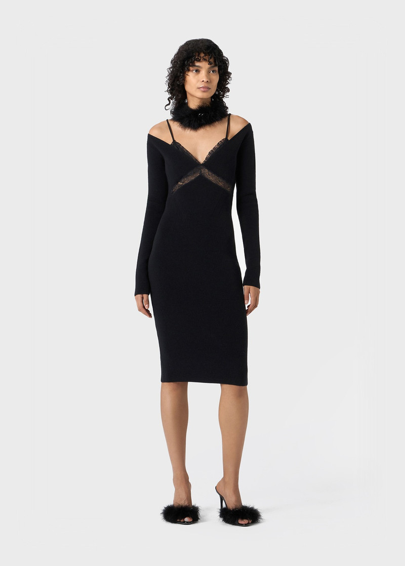 Blumarine KNITTED MIDI DRESS WITH LACE outlook