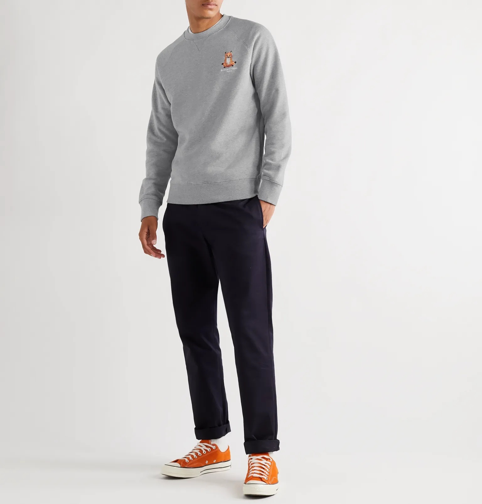 Slim-Fit Logo-Embroidered Mélange Loopback Cotton-Jersey Sweatshirt - 2