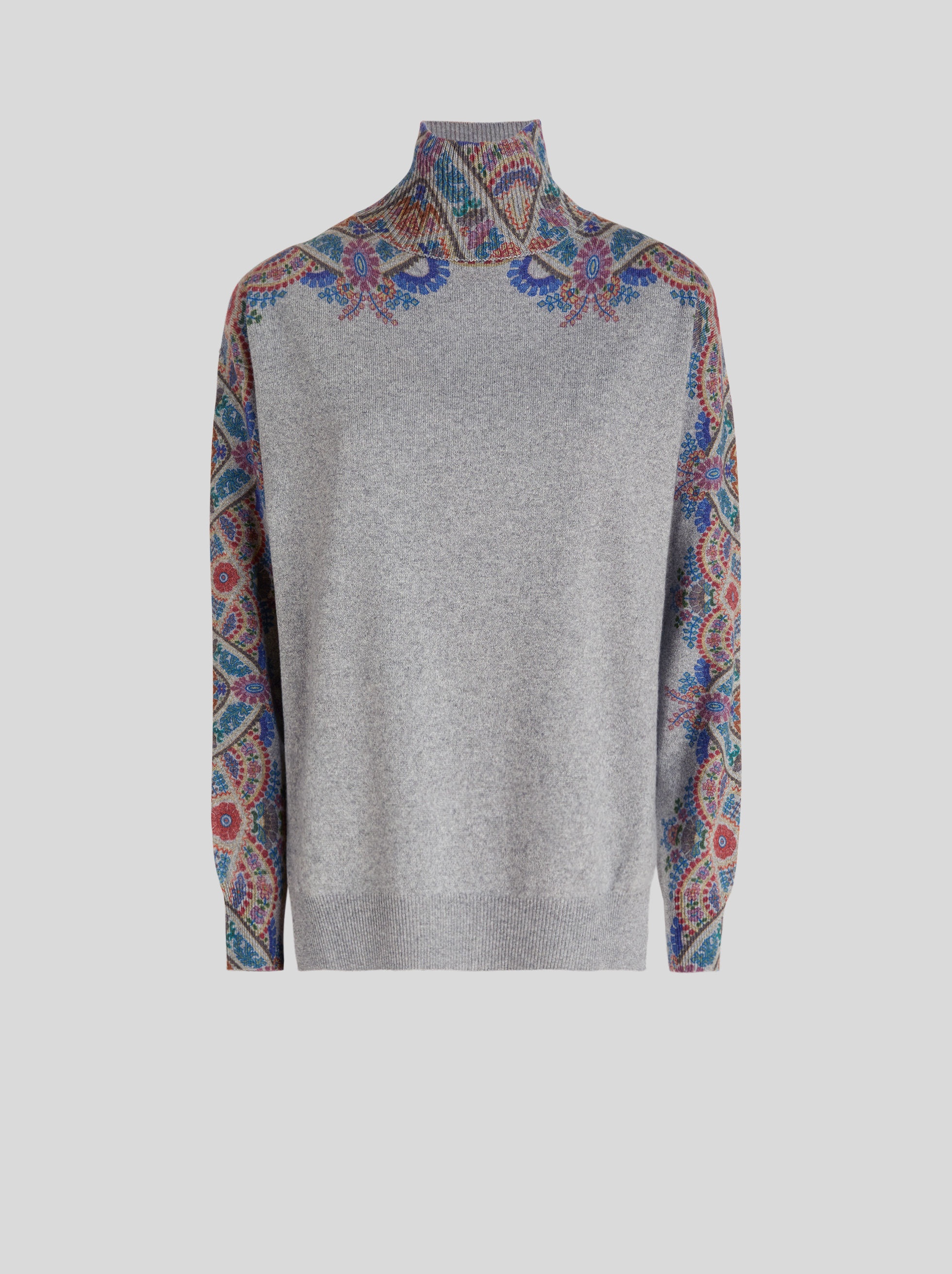 PRINTED POLO NECK WOOL AND CASHMERE JUMPER - 1