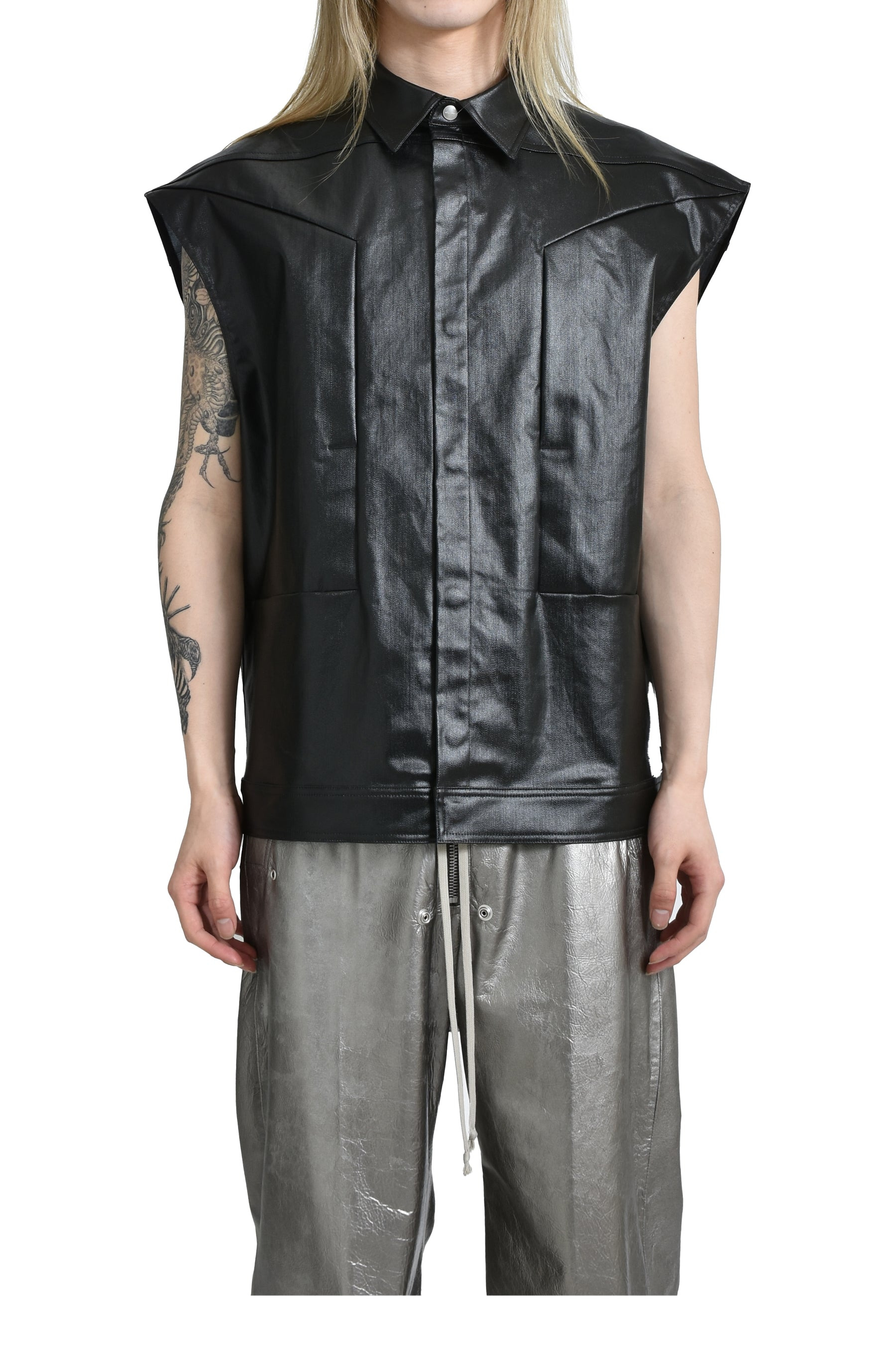 SLEEVELESS JUMBO OUTERSHIRT / BLK - 1