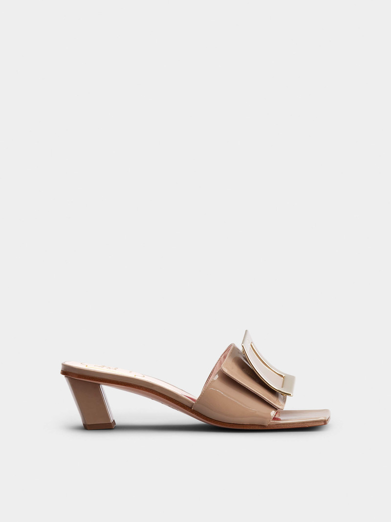Love Metal Buckle Mules in Patent Leather - 1