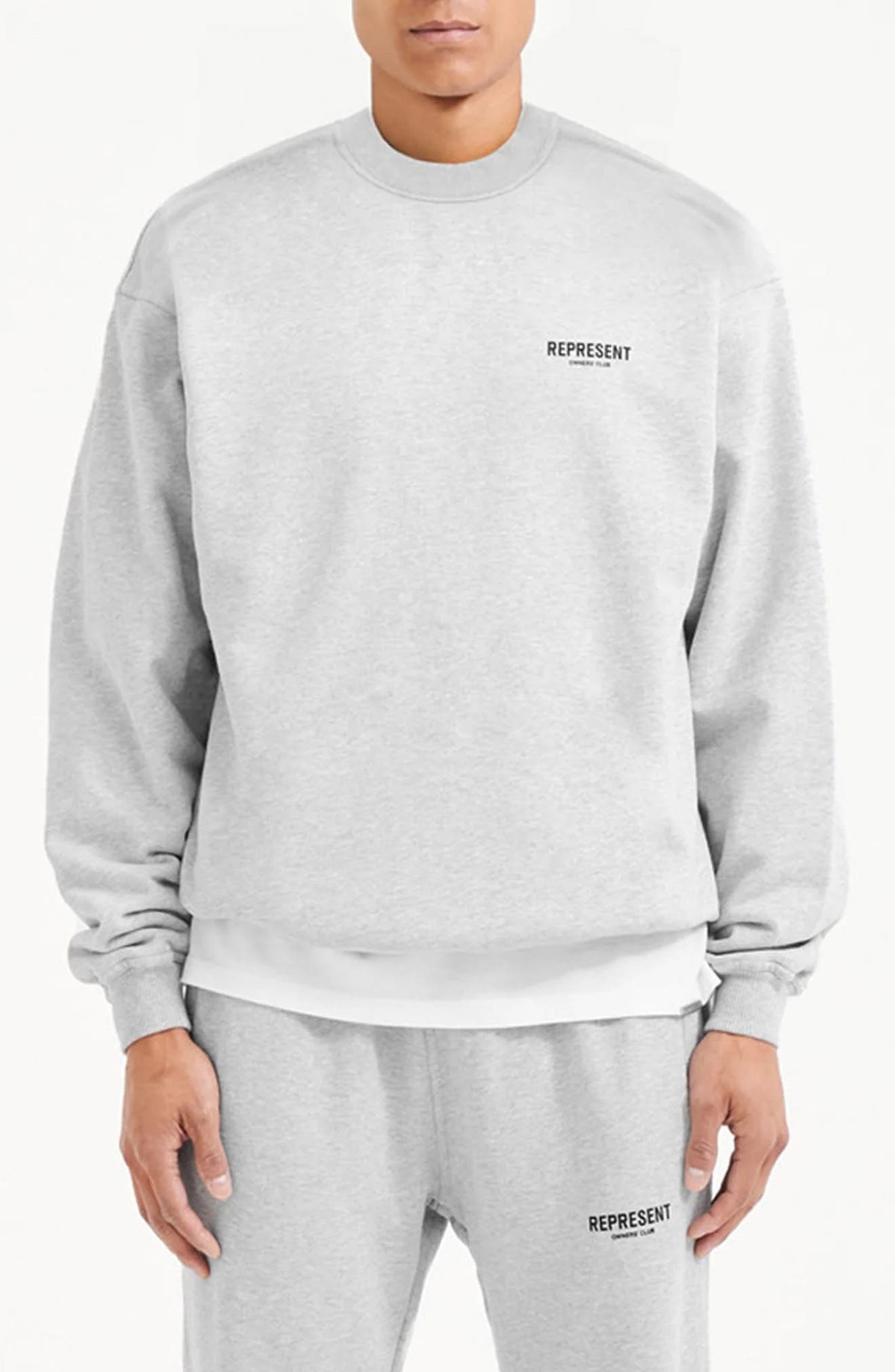 Represent Owners' Club Logo Graphic Sweatshirt in Ash Grey/Black at Nordstrom - 1
