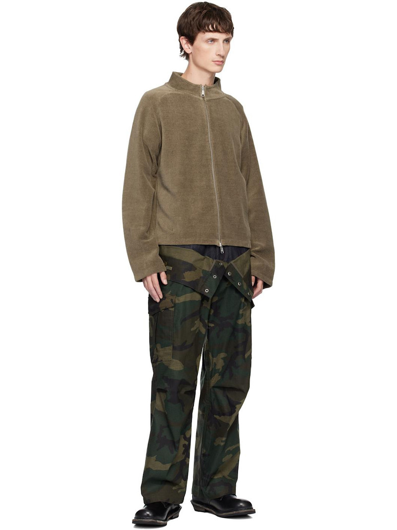 Andersson Bell Khaki Camo Double Waist Work Wide-Leg Trousers outlook