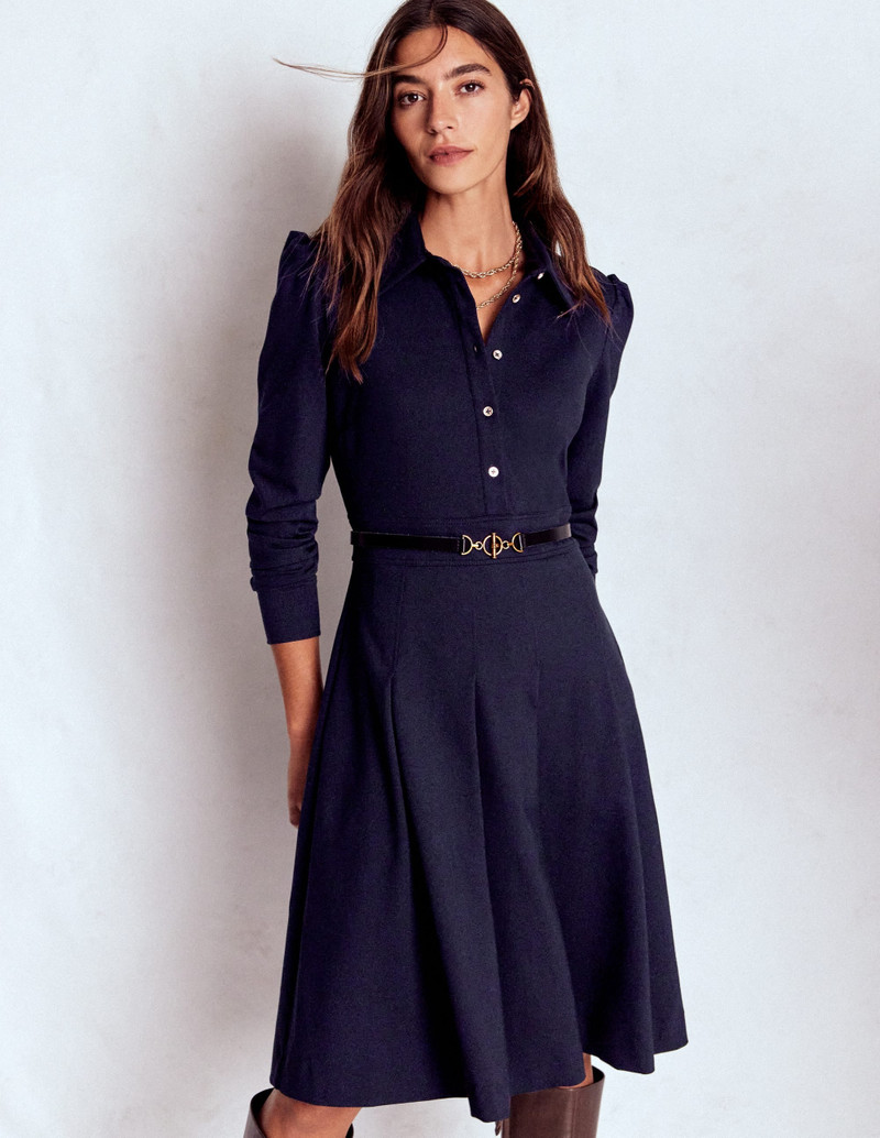Catrin Short Ponte Shirt Dress-Navy 5