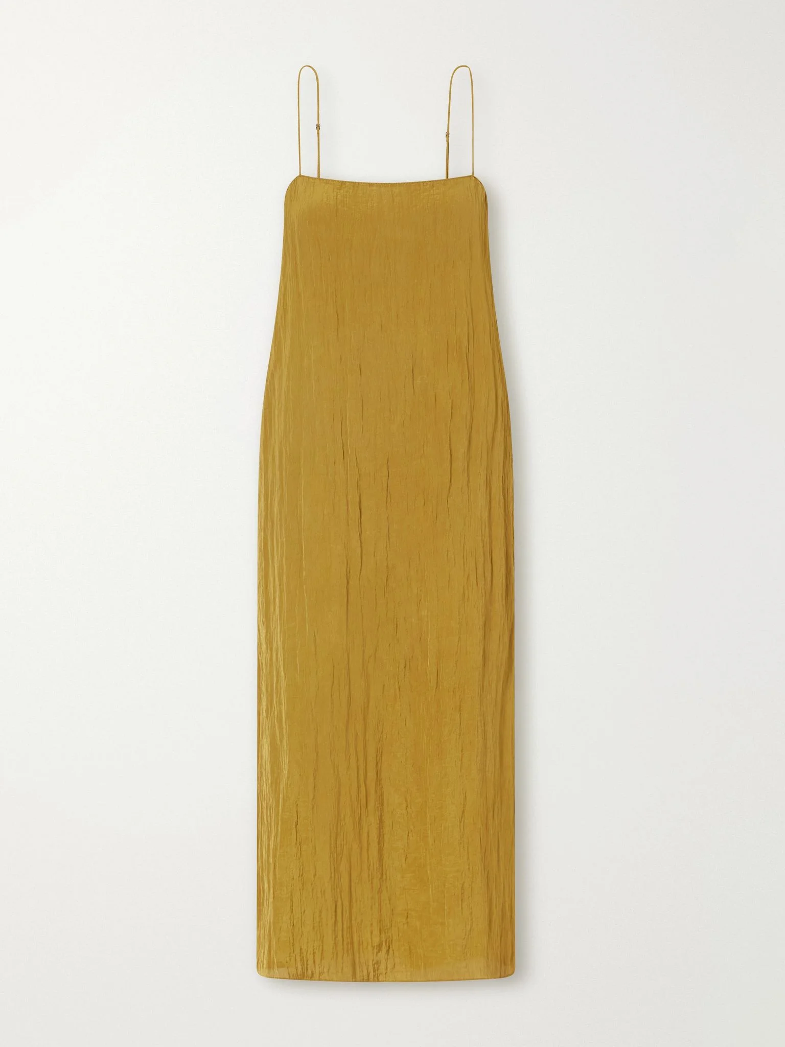 Crinkled satin midi dress Yellow - 1