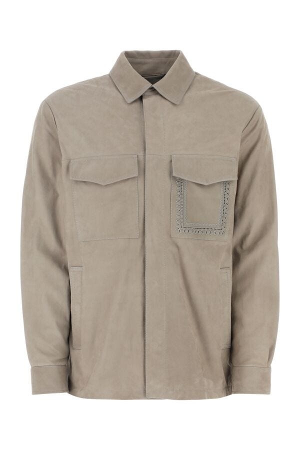 Etro Men Dove Grey Suede Shirt - 2