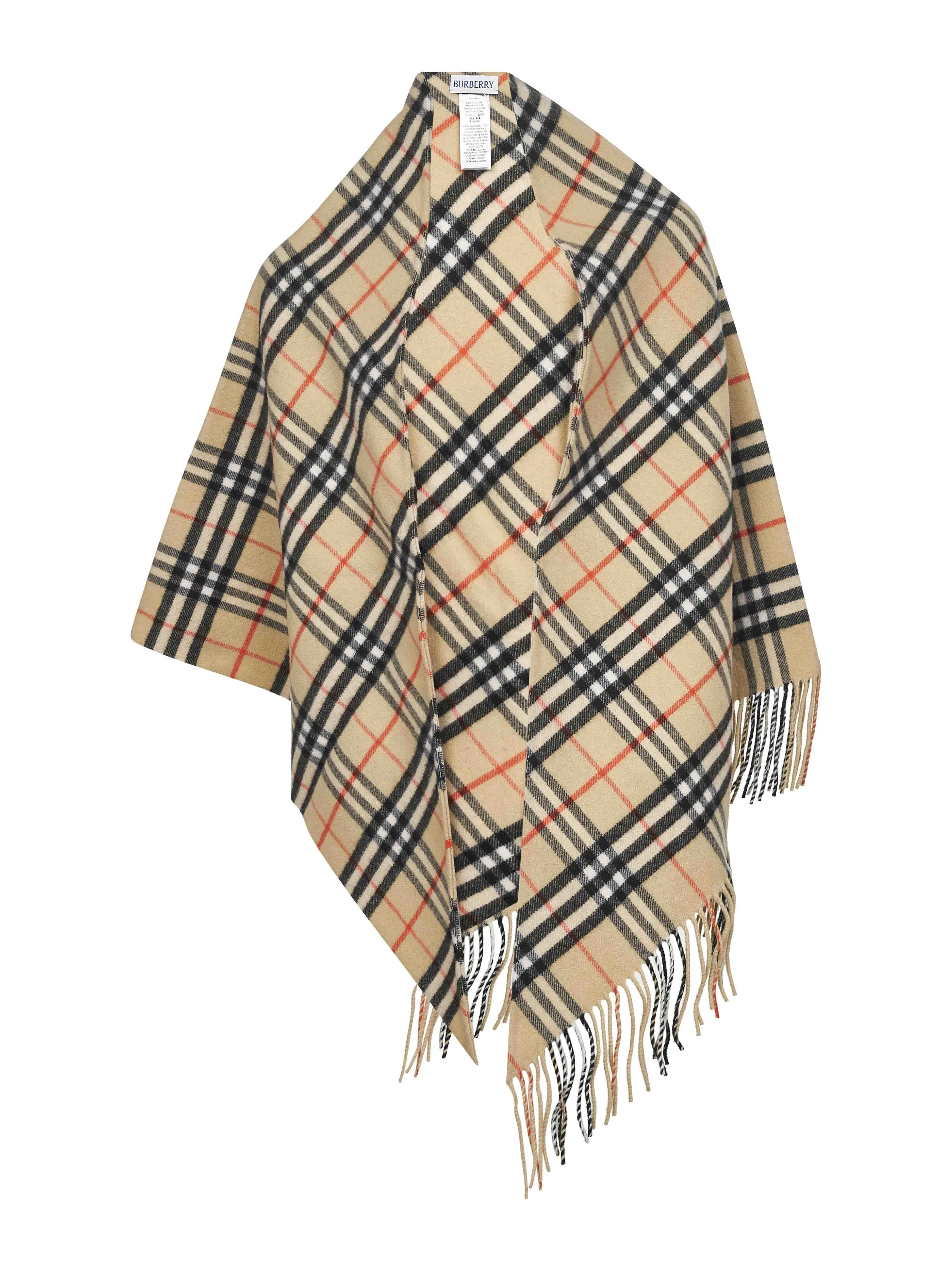 Burberry Women Beige Check Wool And Cashmere Cape - 1