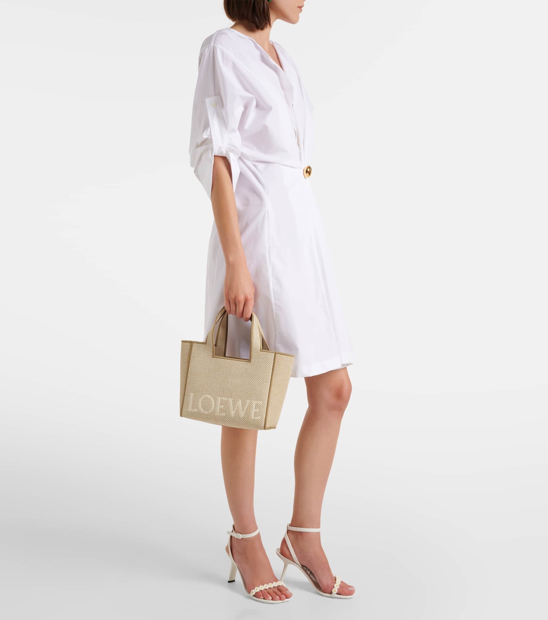 Loewe Logo leather-trimmed canvas tote bag | mytheresa