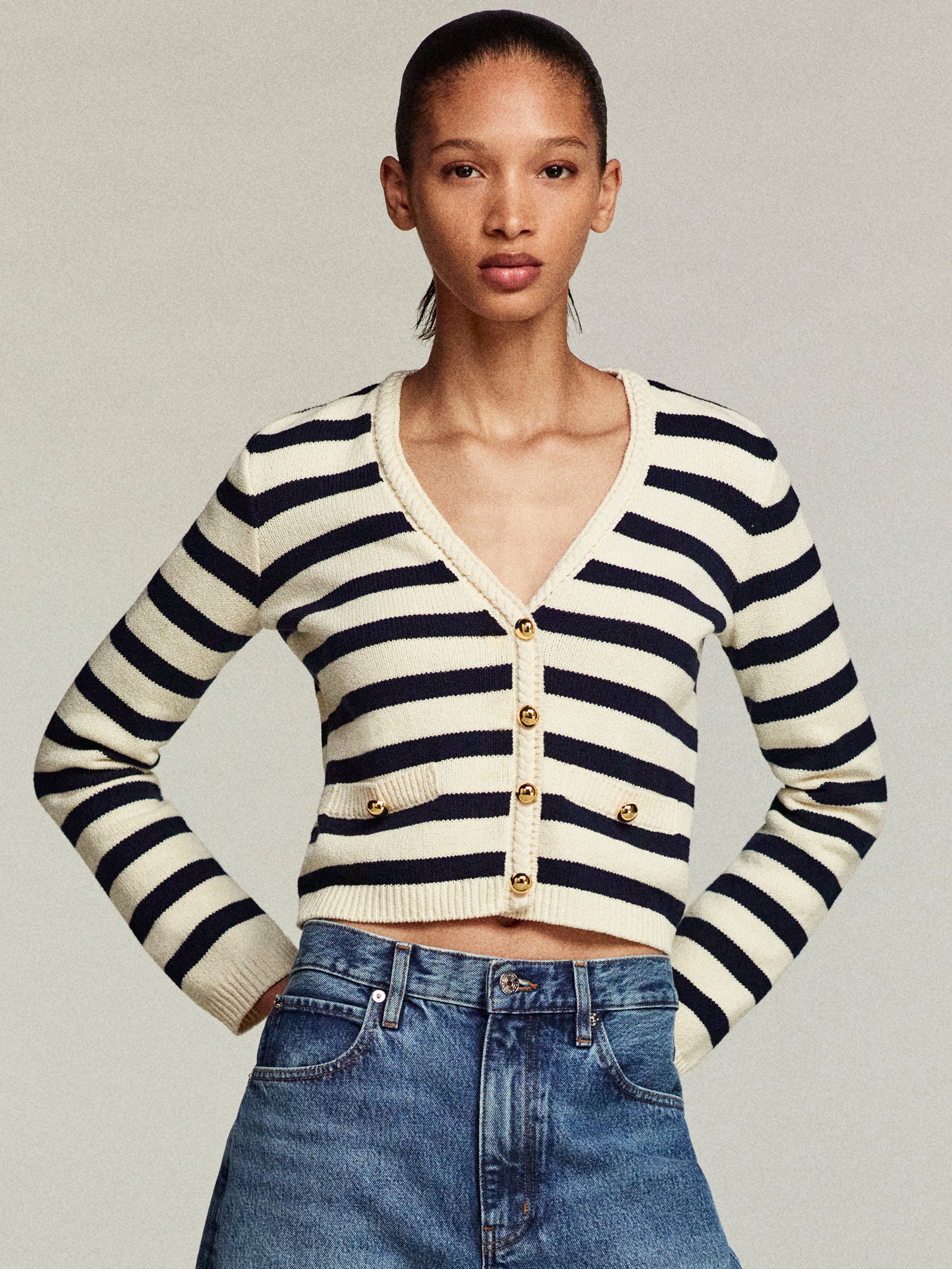 The Harbor Cardigan in Navy Multi - 2