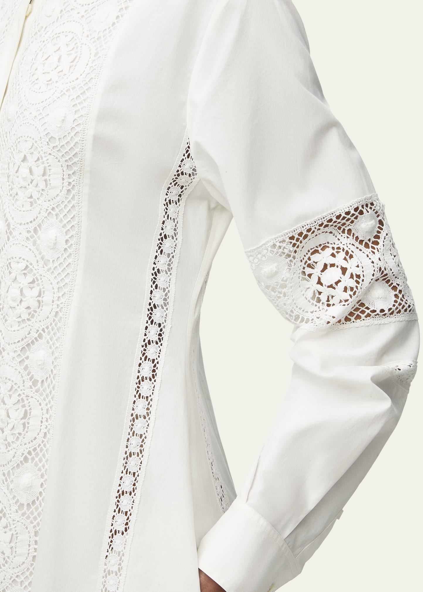 Floral Lace Fit-and-Flare Handkerchief Shirt Dress - 2
