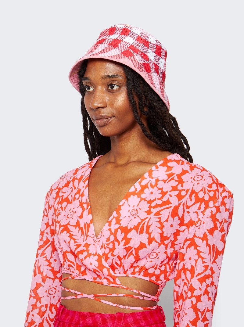 Check-pattern Bucket Hat Pink 4