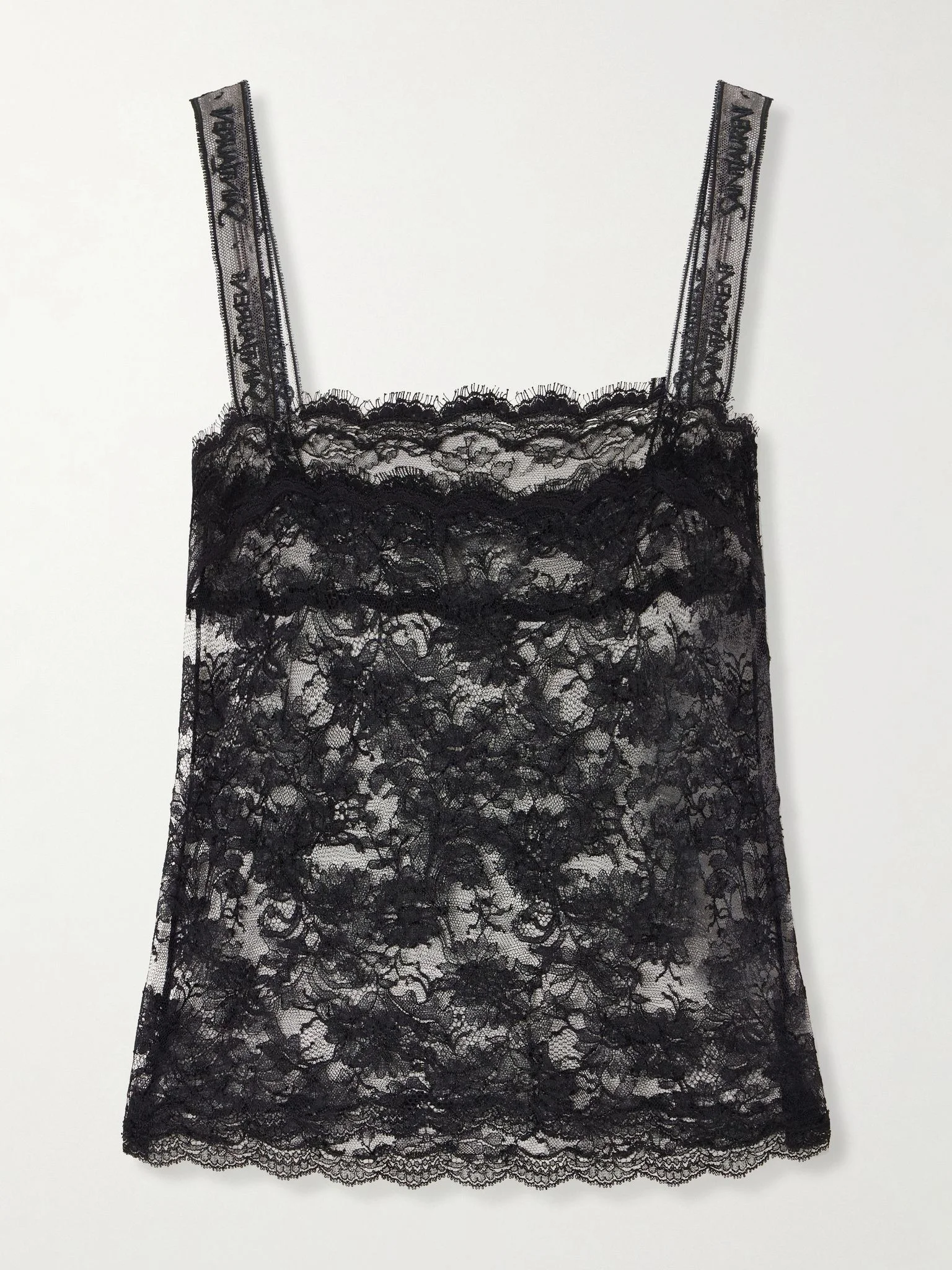 Dentelle Ramure Fleurie scalloped ace tank Black - 1
