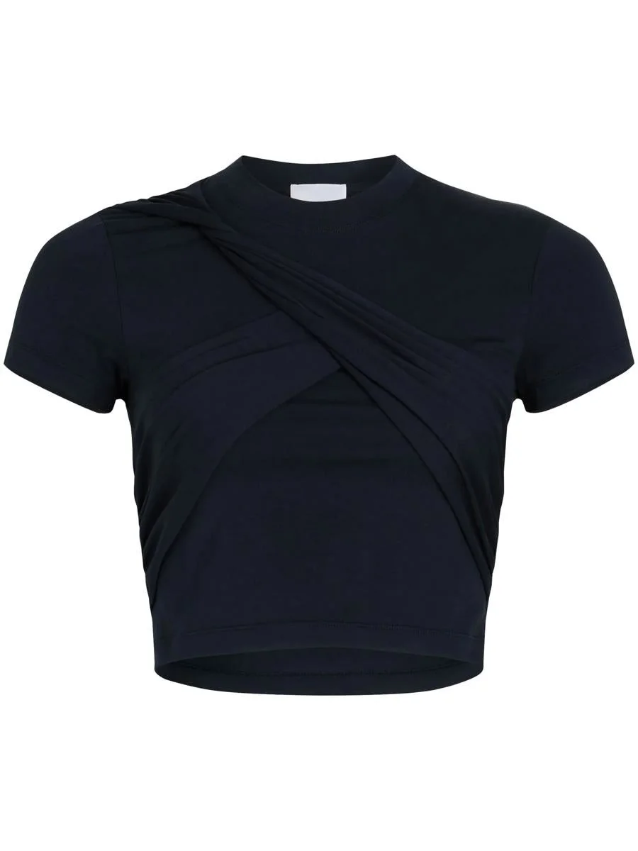 Patou Draped Cropped Organic Cotton T-Shirt - 1