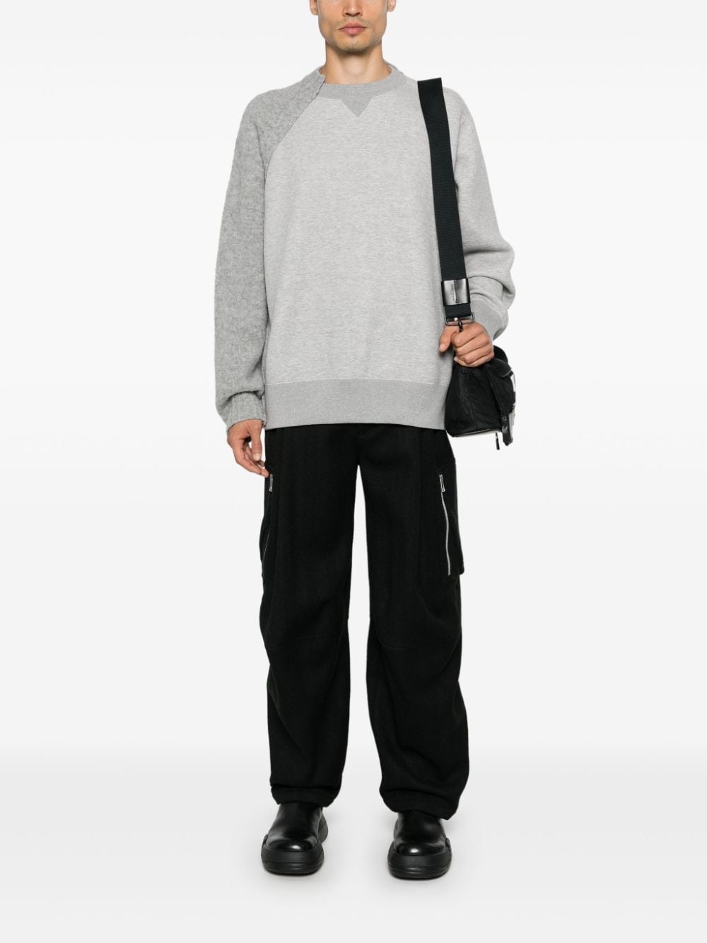 knitted-panels sweatshirt - 2