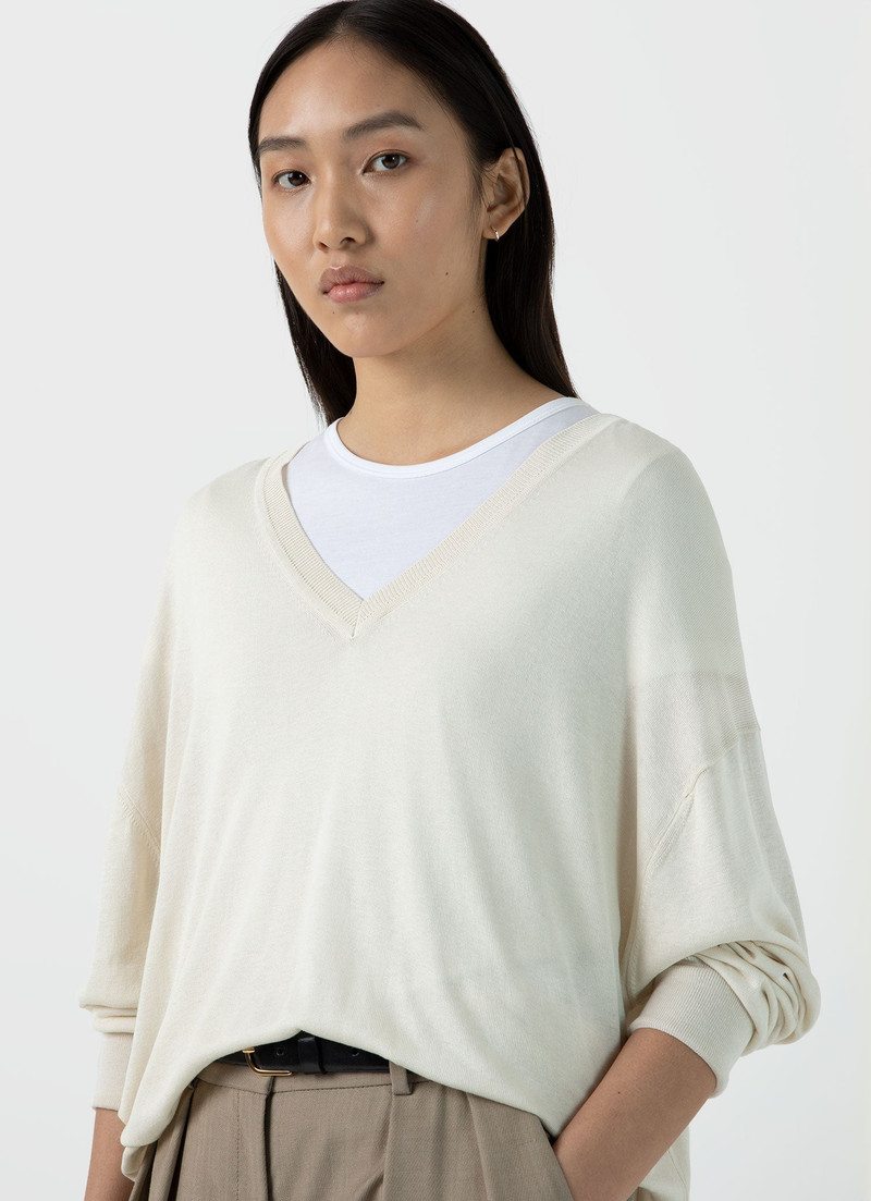 Sunspel Relaxed Mulberry Silk V‑Neck Jumper outlook