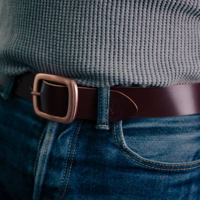Iron Heart OGL-BELT-COP-BRN OGL Single Prong Copper Garrison Buckle Leather Belt - Hand Dyed Brown outlook