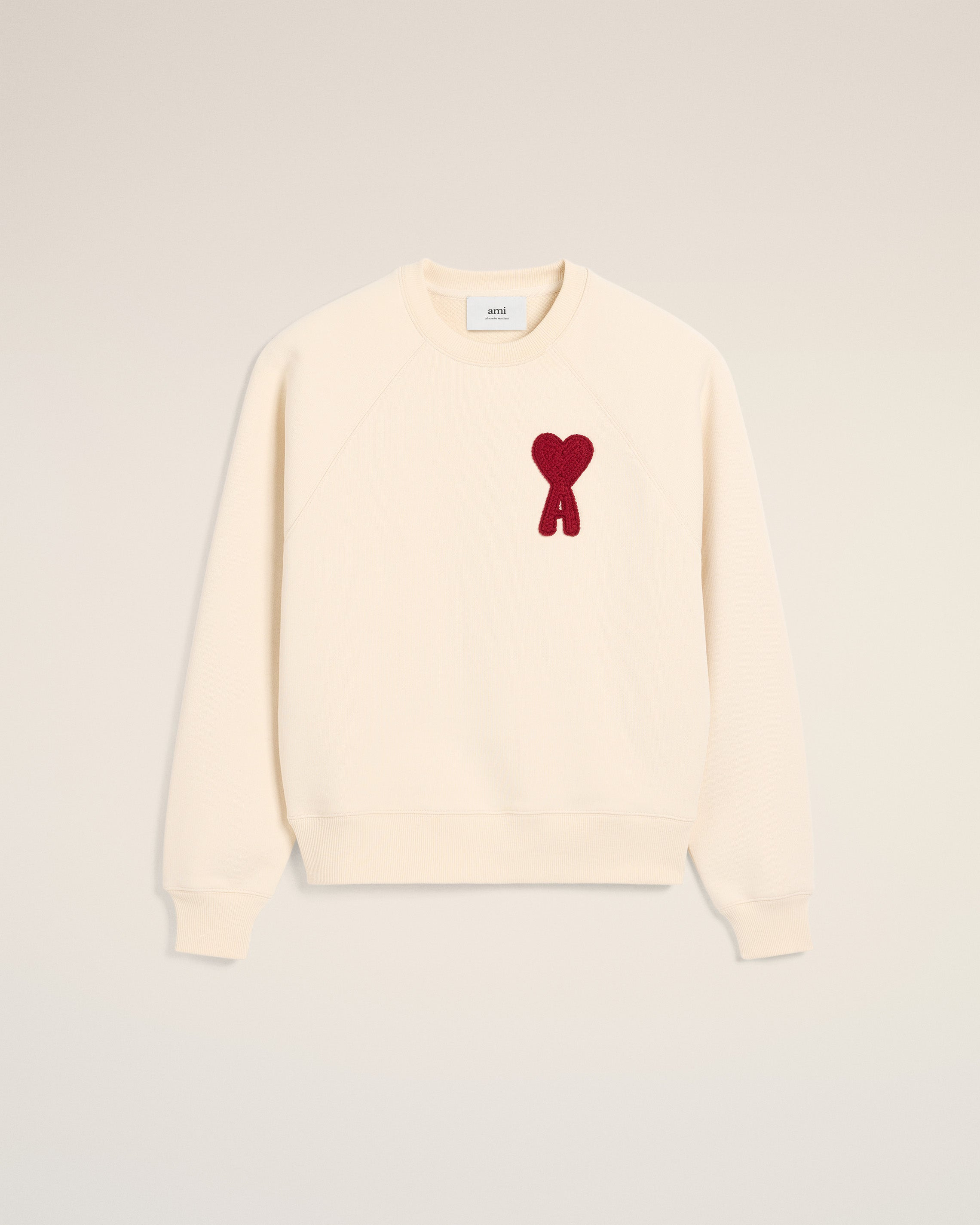 BEIGE COTTON AMI DE COEUR PATCH SWEATSHIRT - 7