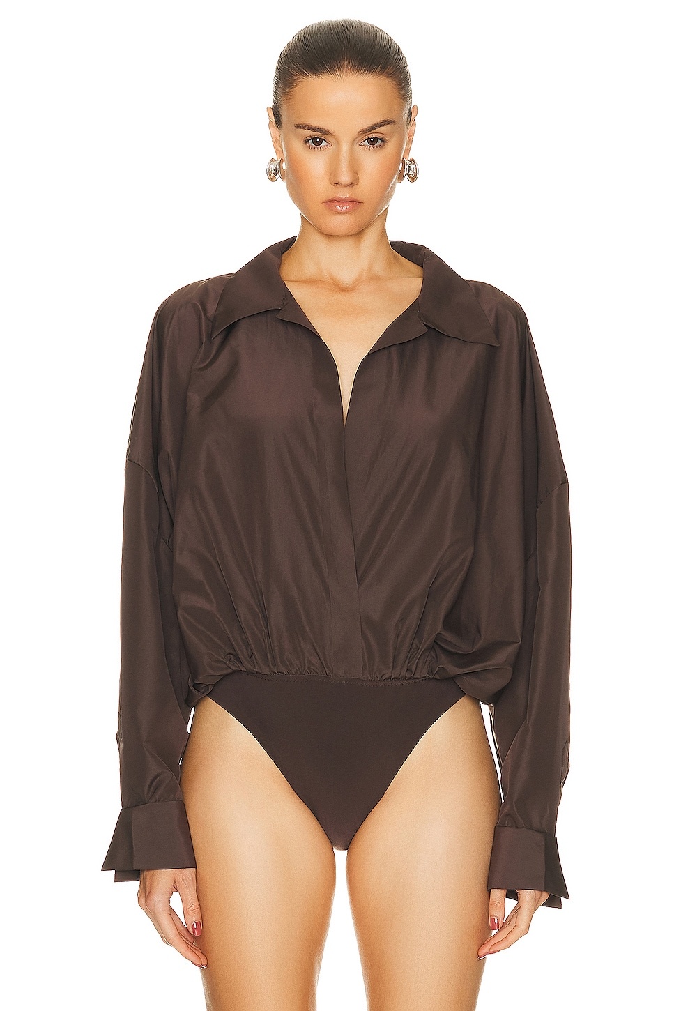Super Oversized Boyfriend Shirt Bodysuit - 2
