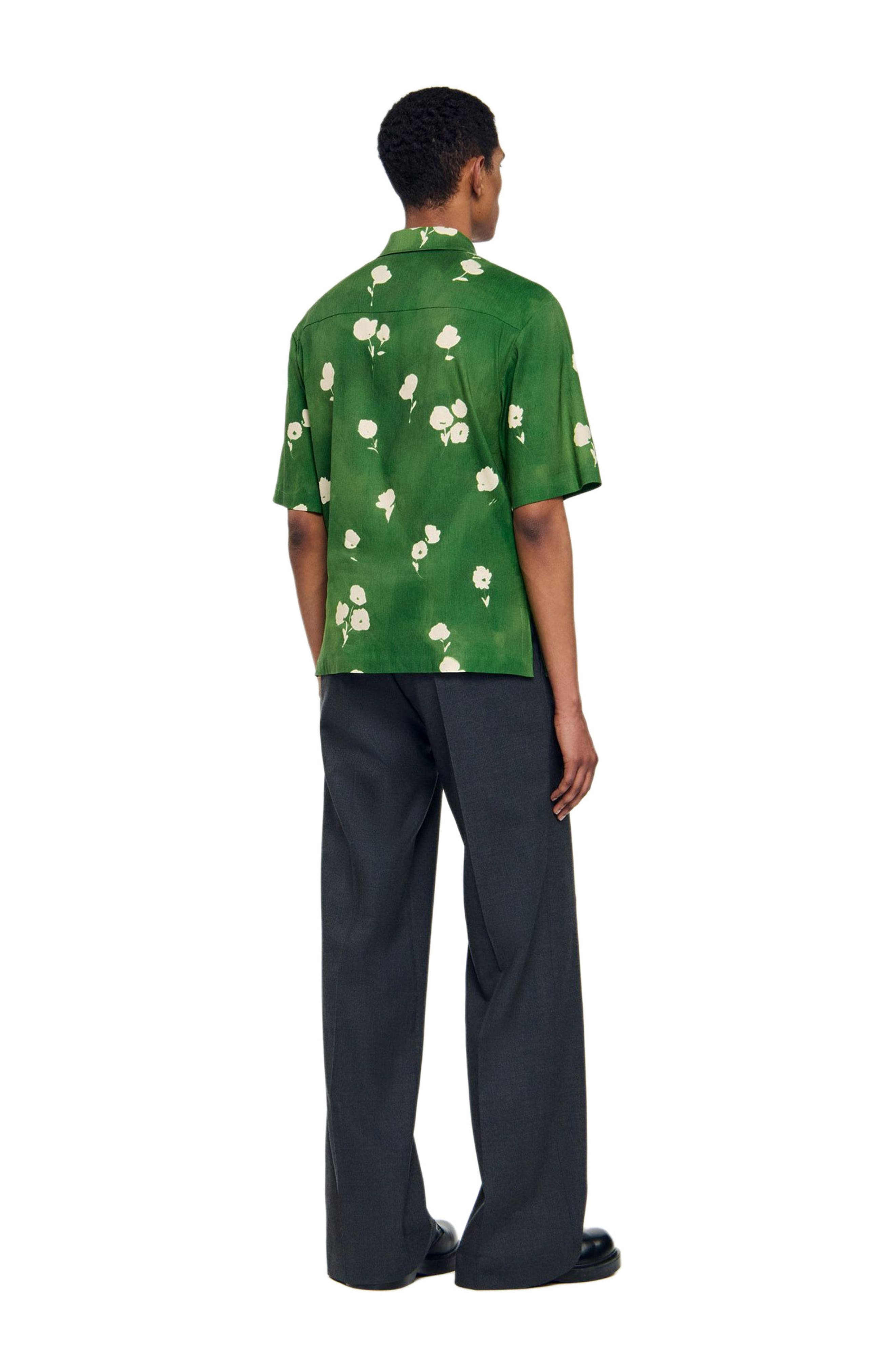 SANDRO Abstract Floral Shirt in Lime at Nordstrom - 2