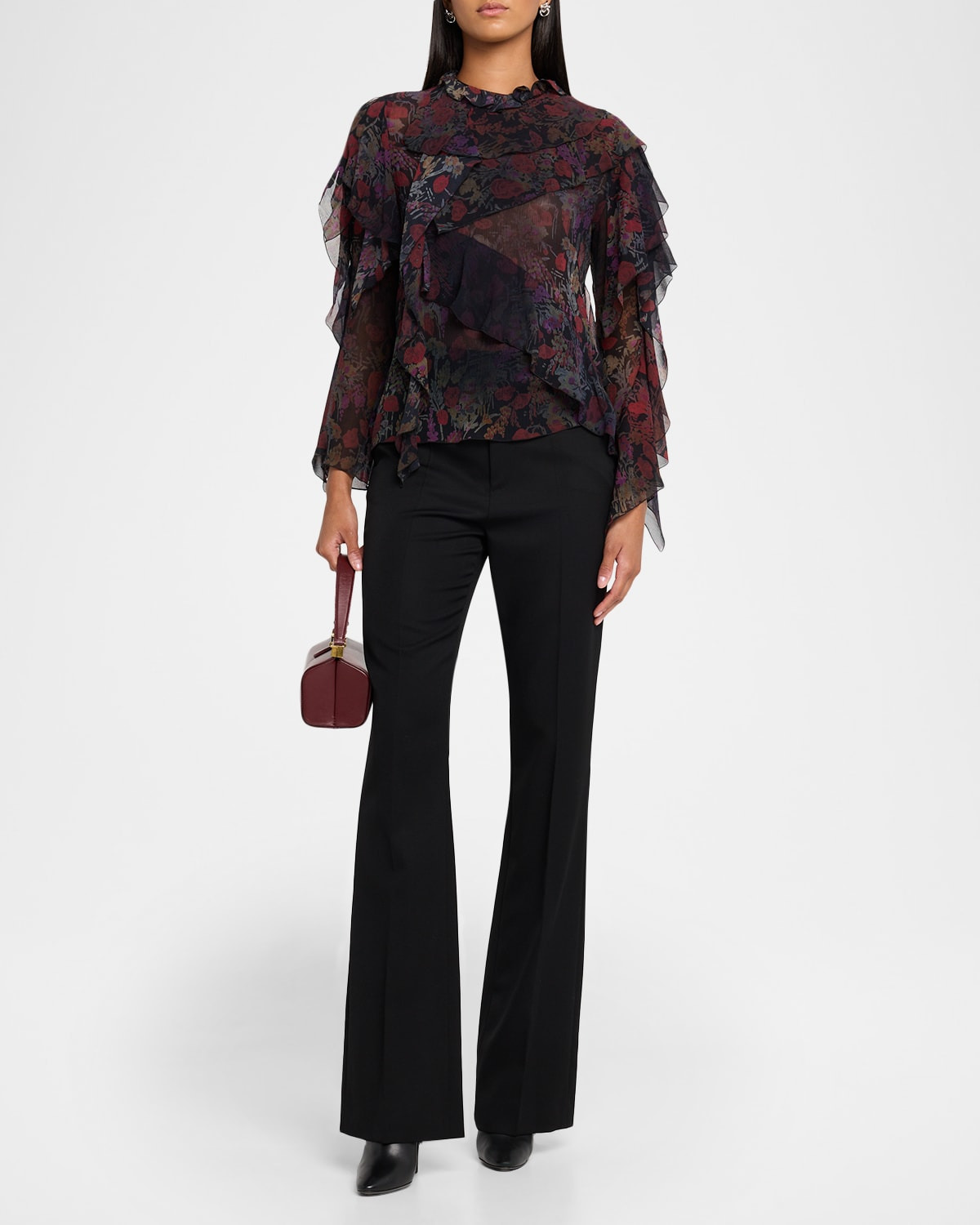 Jolie Ruffle Crinkle Chiffon Blouse - 2