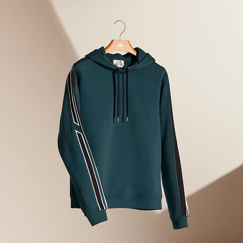 "Run H" bicolor hooded sweater - 4