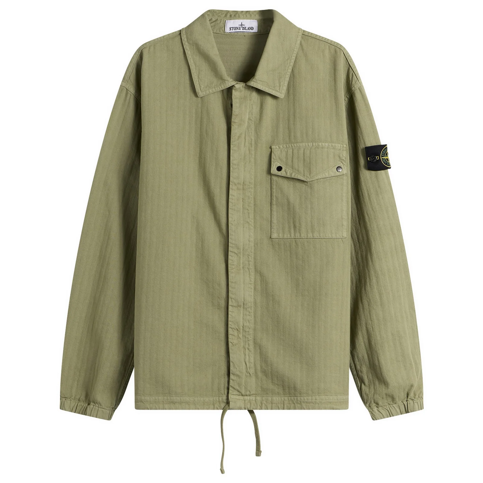 Stone Island Cotton Herringbone Zip Shirt Jacket - 1