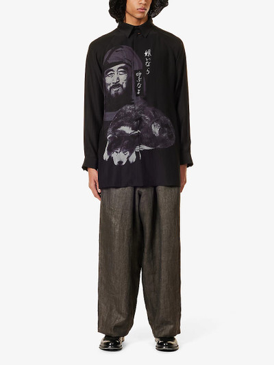 Yohji Yamamoto Graphic-print relaxed fit silk shirt outlook