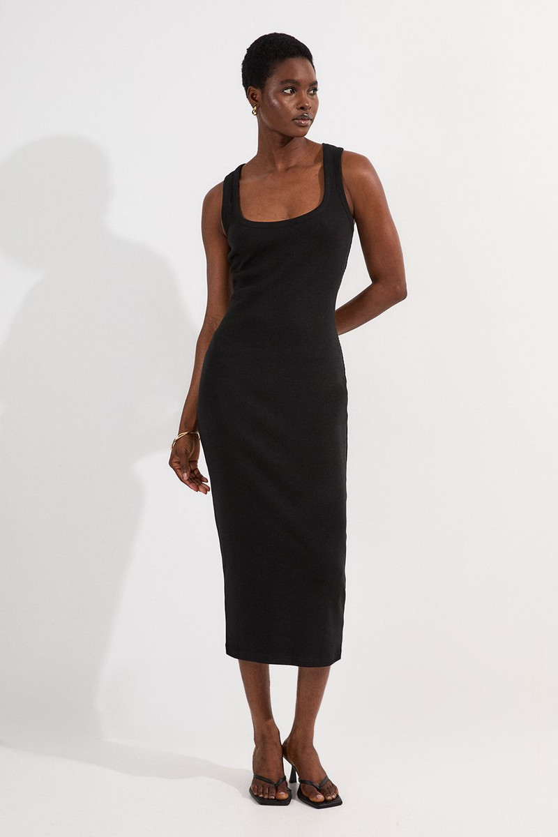 KAREN MILLEN Compact Jersey Rib Racer Maxi Dress outlook