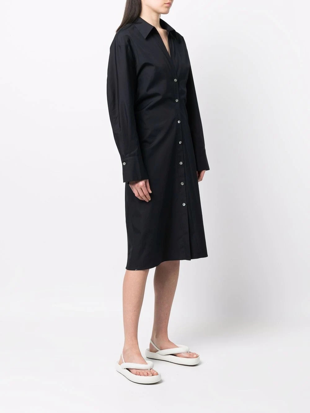 fitted cotton shirt dress - 5