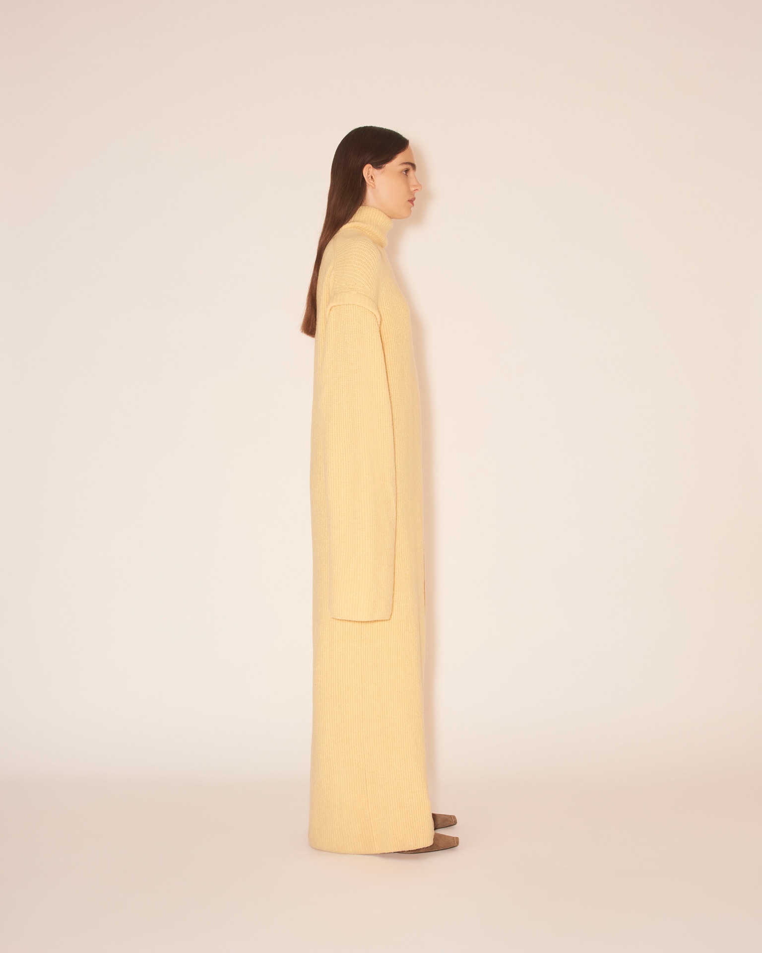 GIDA - Split sweater dress - Pale yellow - 5