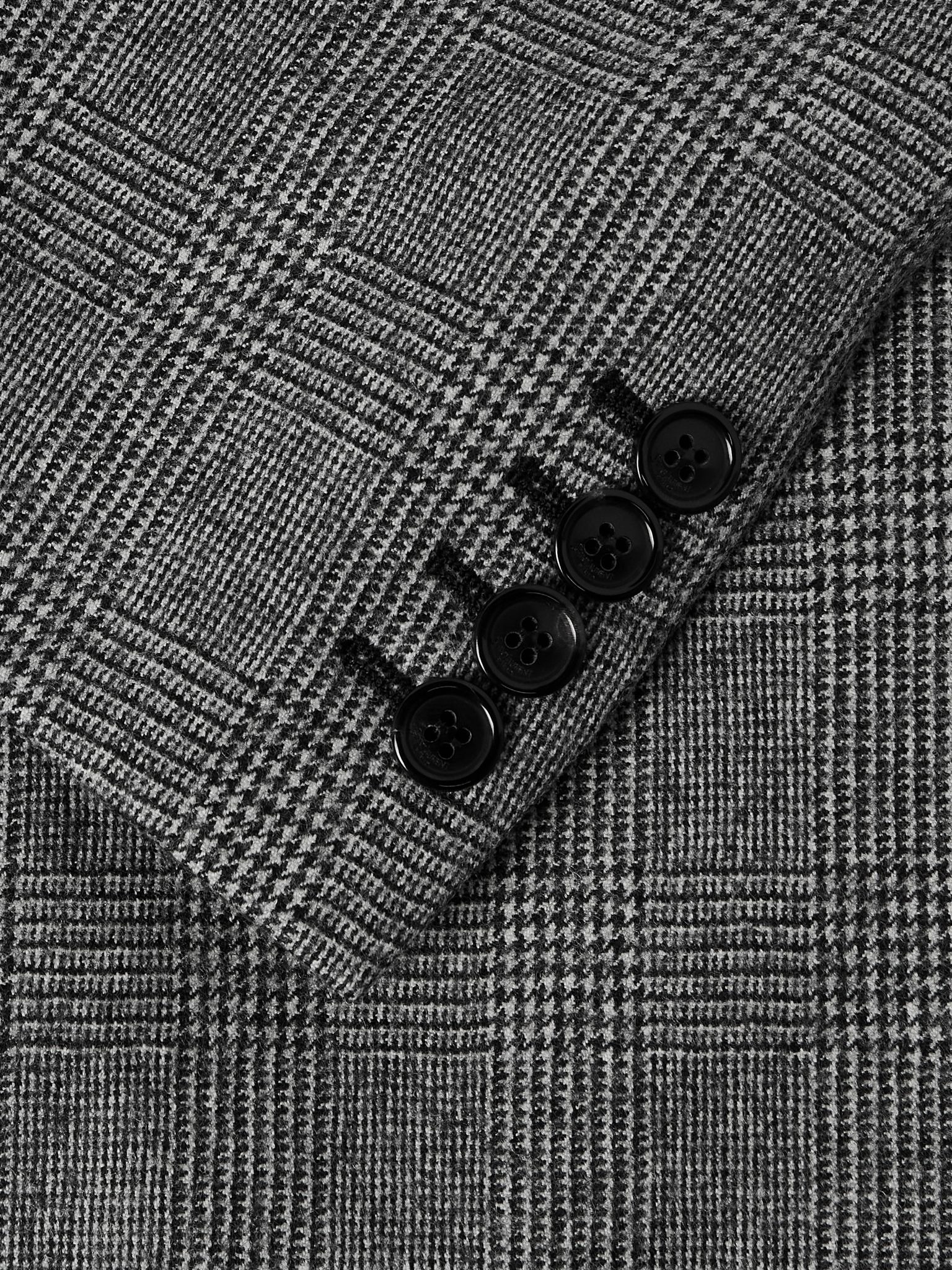 Prince of Wales Checked Wool Blazer Gray - 4