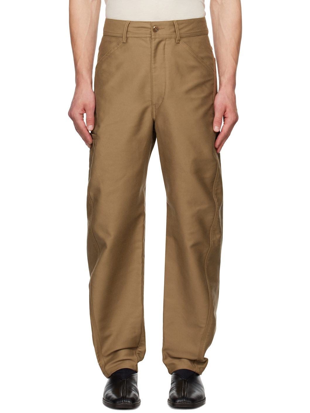 Tan Twisted Workwear Trousers - 1
