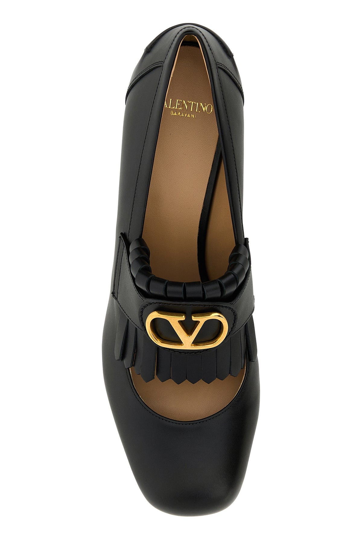 Black leather VLogo pumps - 4