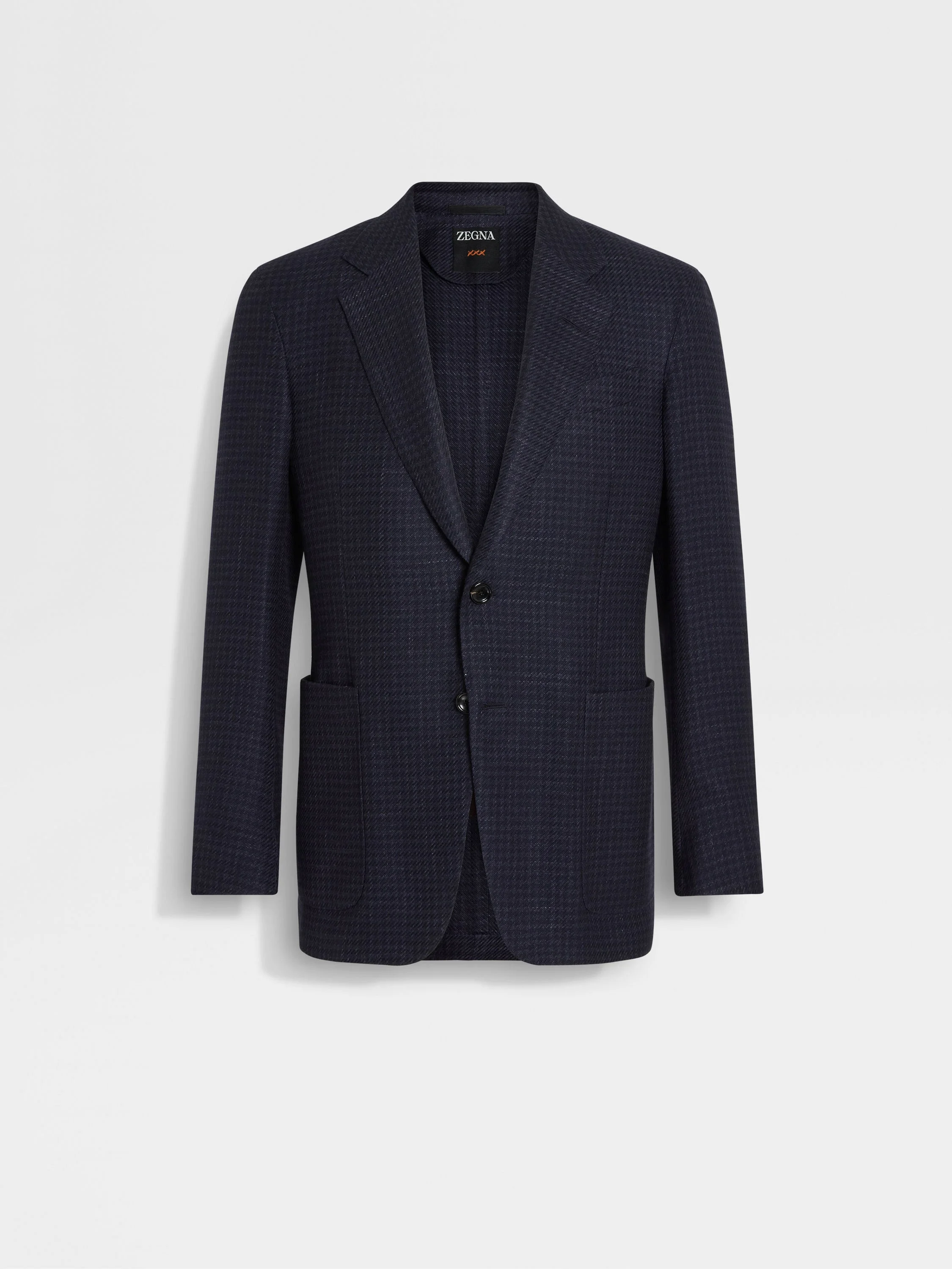 NAVY BLUE SILK CASHMERE AND LINEN JACKET - 1