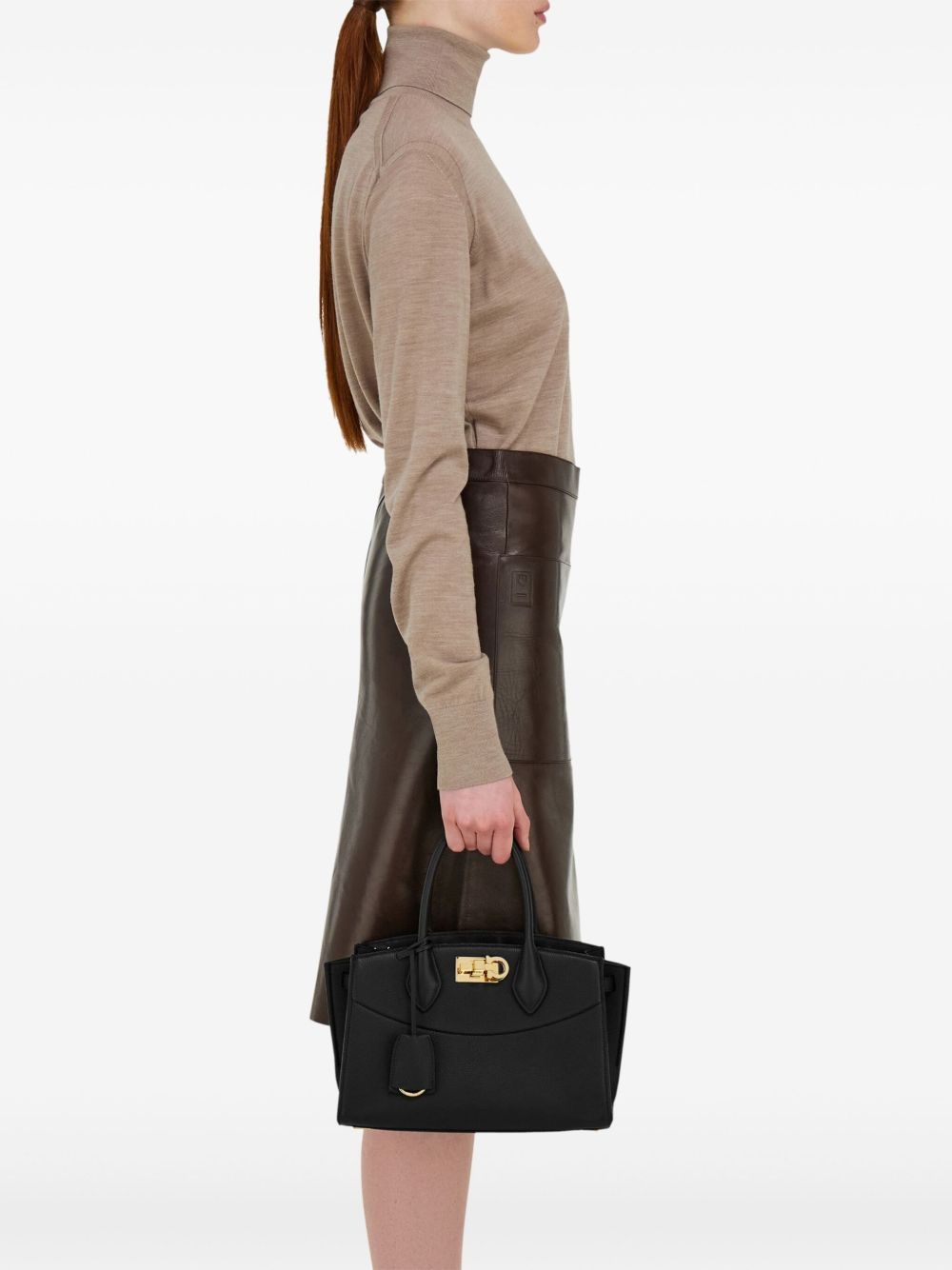 structured leather tote bag - 2