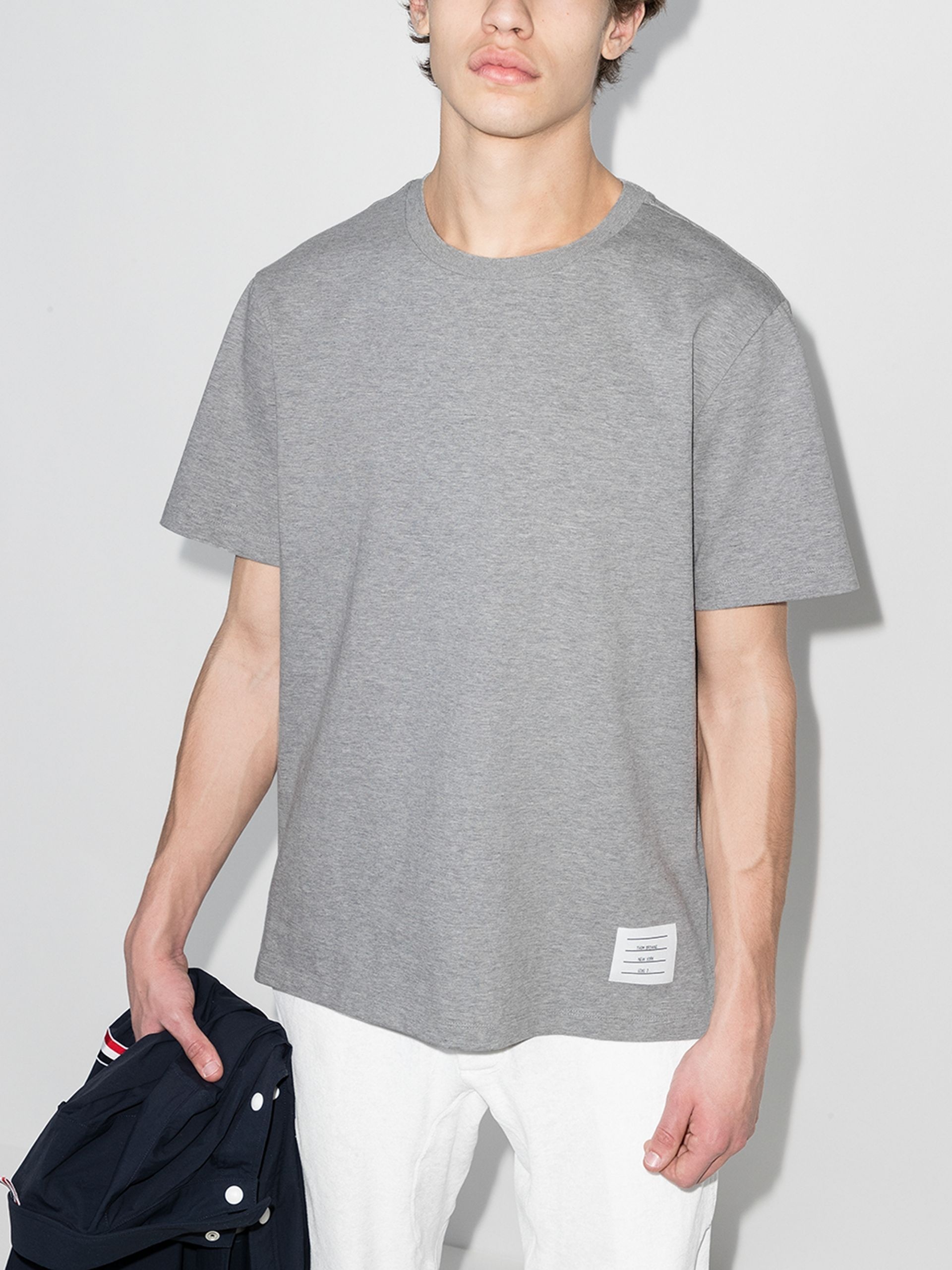 grey side slit cotton t-shirt - 2