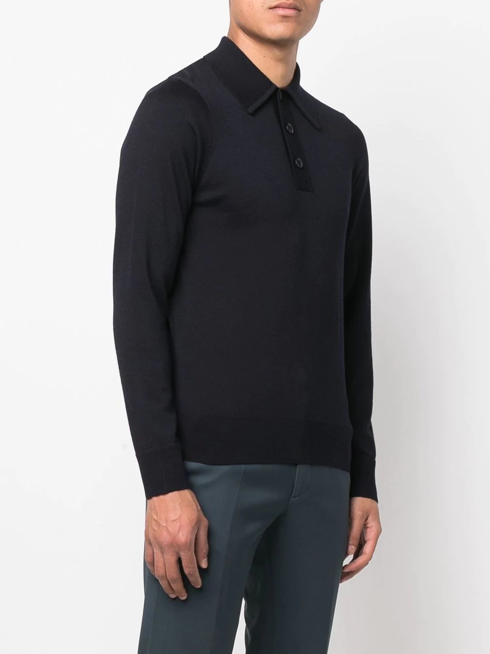 fine-knit polo jumper - 3