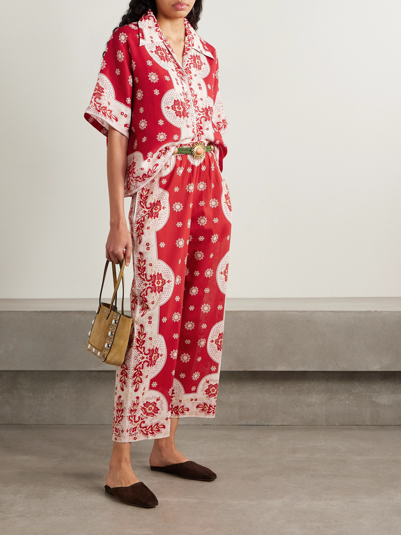 ALIX OF BOHEMIA Otto Cropped Bandana-print Cotton-voile Wide-leg Pants outlook