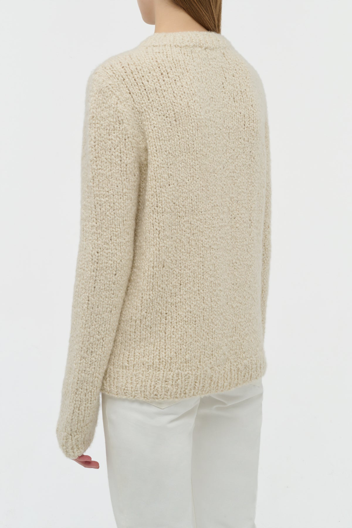 Typhon Knit Sweater in Ivory Cashmere Boucle - 4
