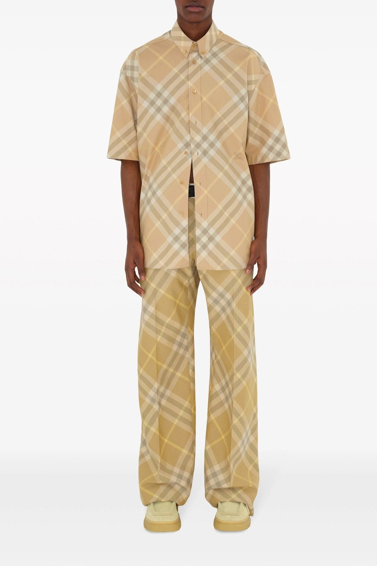 Tシャツ・カットソー Burberry Check shirt with logo embroidery (8082478 FLAX) 1360847_00.png.png